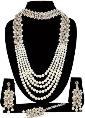 Rudra Traders Alloy Gold-plated White Jewellery Set(Pack of 1)