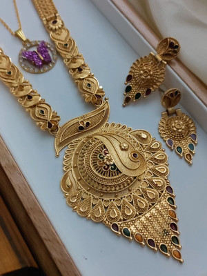Bhagavati creation Brass Gold-plated Gold Jewellery Set(Pack of 1)