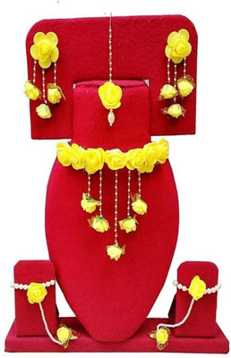 Rozec Fabric Yellow Jewellery Set(Pack of 1)
