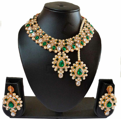 ANRA JEWEL Mother of Pearl Gold-plated Green, White Jewellery Set(Pack of 1)