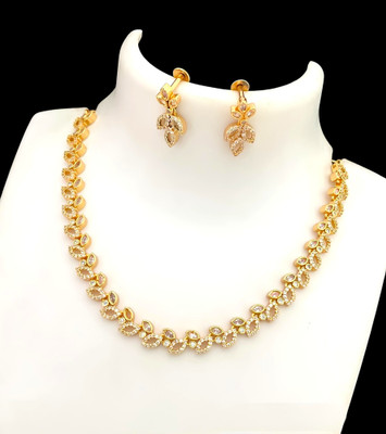 PBM CREATIONS Copper Gold-plated Gold, White Jewellery Set(Pack of 3)