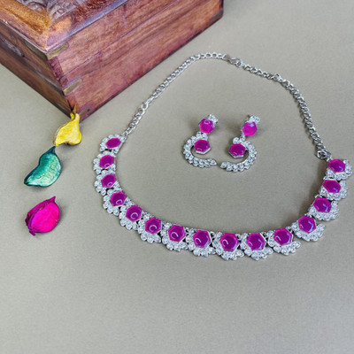 VATSALYA creation Alloy Ruby Red Jewellery Set(Pack of 1)