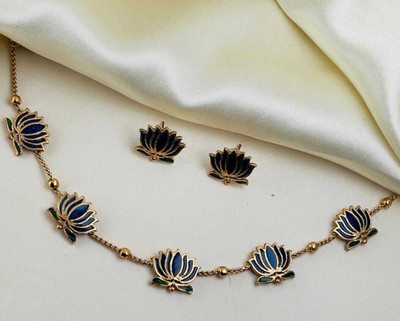 Joyful Brass Gold-plated Blue Jewellery Set(Pack of 1)