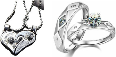 ruby collection Alloy Silver, White, Silver Jewellery Set(Pack of 2)