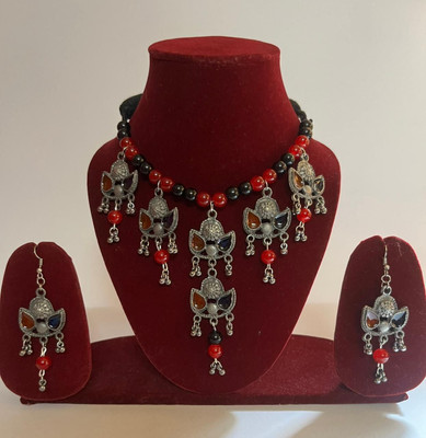 Mishti Jewels Oxidised Silver Black Silver Black, Maroon, Silver Jewellery Set(Pack of 3)