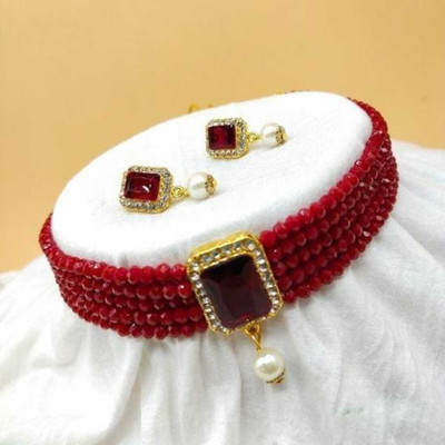 Ronak Fashion Alloy Maroon Jewellery Set(Pack of 1)