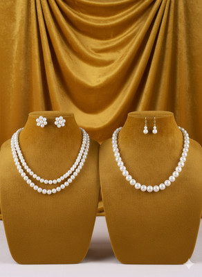 Mohini enterprises Mother of Pearl Gold-plated White Jewellery Set(Pack of 2)