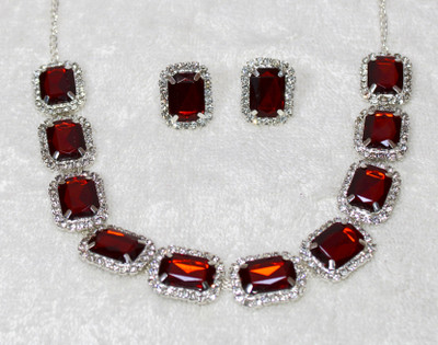 Nifty Alloy Silver Red Jewellery Set(Pack of 3)