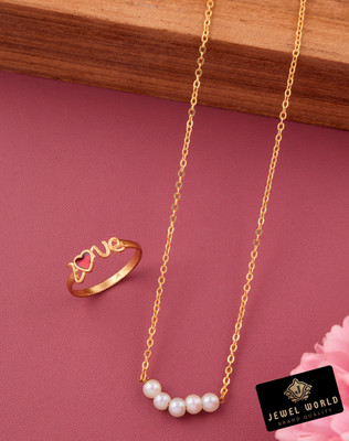 Jewel WORLD Brass, Alloy Gold-plated Gold, Pink Jewellery Set(Pack of 1)