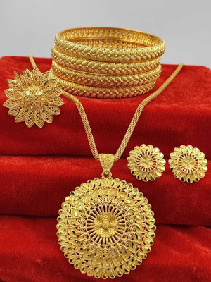 DENISHA Brass Gold-plated Gold Jewellery Set(Pack of 1)