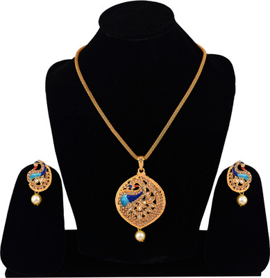 Darsha Collections Brass, Crystal, Alloy Gold-plated Gold, Blue Jewellery Set(Pack of 1)