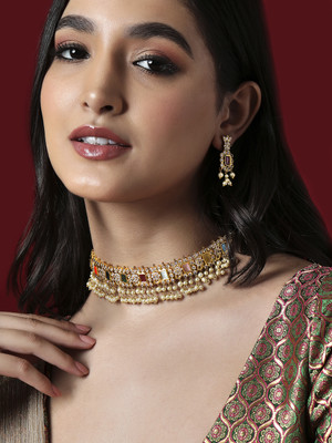 RUBANS Copper Gold-plated Multicolor Jewellery Set(Pack of 2)