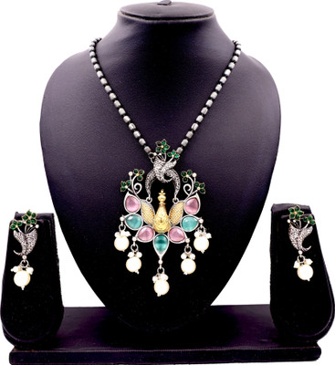 Moti Maya Brass Silver Multicolor Jewellery Set(Pack of 1)