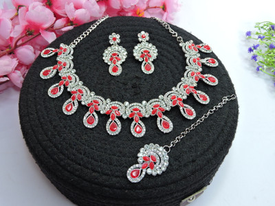 VATSALYA creation Alloy Gold-plated Red Jewellery Set(Pack of 1)