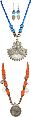 HOUSE OFF COMMON Oxidised Silver Blue, Orange Jewellery Set(Pack of 2)