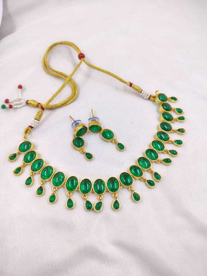 MK Gallery Brass Green Jewellery Set(Pack of 1)