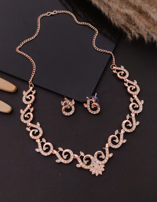 bhanu diam Alloy Gold-plated Rose Gold Jewellery Set(Pack of 1)