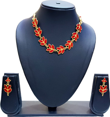 sreya Copper Gold-plated Red Jewellery Set(Pack of 1)