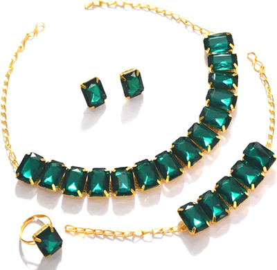 J D Jewellers Alloy Green, Gold Jewellery Set(Pack of 1)