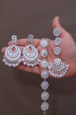 VISITART JEWELLERY Alloy Silver White Jewellery Set(Pack of 3)