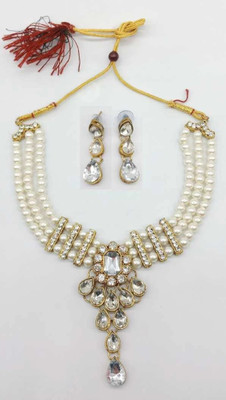 Nivaan Alloy Gold-plated Silver, White Jewellery Set(Pack of 1)