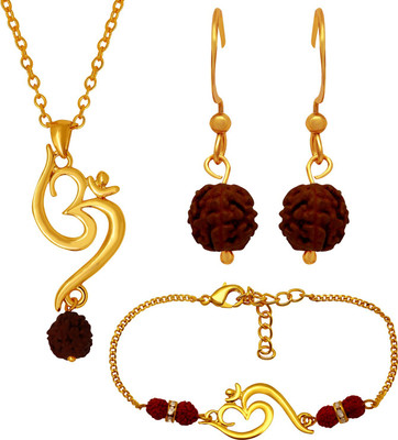 mahi Alloy Gold-plated Brown Jewellery Set(Pack of 1)