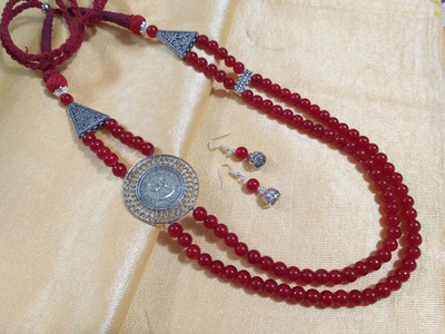 Embellish Ornaments Gallery Plastic Red, Silver Jewellery Set(Pack of 1)