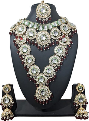 Sukhigold Alloy Gold-plated Maroon, Silver Jewellery Set(Pack of 1)