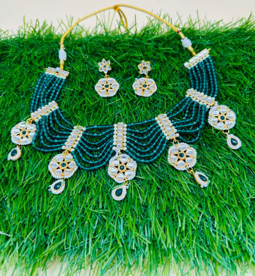 Dado sutho Brass Gold-plated Green Jewellery Set(Pack of 1)