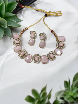 R A Enterprises Alloy Gold-plated Pink Jewellery Set(Pack of 3)