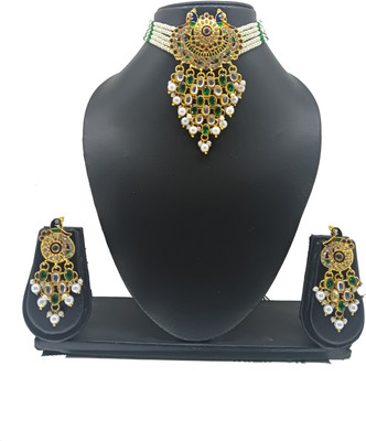 aaryan Brass Green Jewellery Set(Pack of 3)