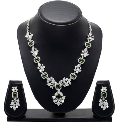 Shining Jewel Brass Brass Green Jewellery Set(Pack of 3)