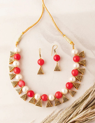 Ronak Fashion Alloy Gold-plated Red Jewellery Set(Pack of 1)