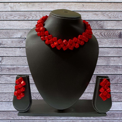UTTARAI Alloy Gold-plated Red Jewellery Set(Pack of 1)
