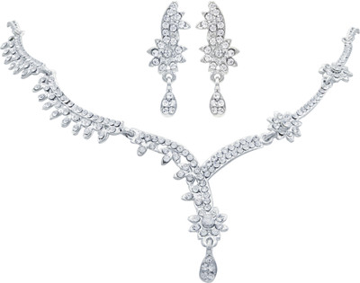 Rukma Alloy Rhodium White Jewellery Set(Pack of 1)