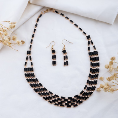 Temora Alloy Rhodium Black Jewellery Set(Pack of 3)