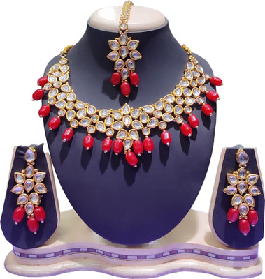 Yuzi Jewells Alloy Red Jewellery Set(Pack of 1)