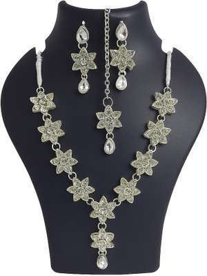 Paradise Hub Alloy Silver White Jewellery Set(Pack of 1)