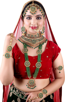 SHREE MK JEWELLERS Alloy Gold-plated Green Jewellery Set(Pack of 1)