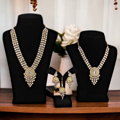 Lucky Jewellery Alloy Gold-plated White Jewellery Set(Pack of 1)