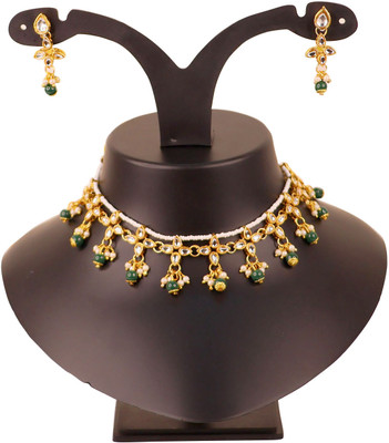 Swarajshop Alloy Gold-plated Green Jewellery Set(Pack of 3)
