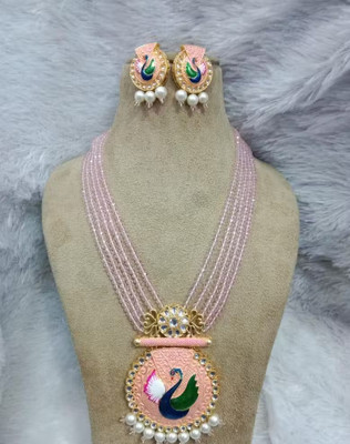 SatnamCreation Alloy Gold-plated Pink Jewellery Set(Pack of 1)