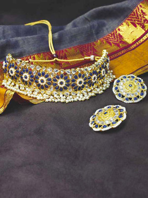 SAIYONI Alloy Gold-plated Blue, Gold Jewellery Set(Pack of 1)