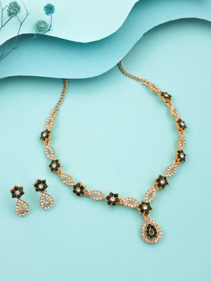 Vedda Brass Gold-plated Gold, White, Green Jewellery Set(Pack of 1)