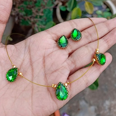 PAVISFASHION Brass Brass Green Jewellery Set(Pack of 2)