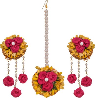 Siddhivinayak Fabric Yellow, Pink Jewellery Set(Pack of 1)