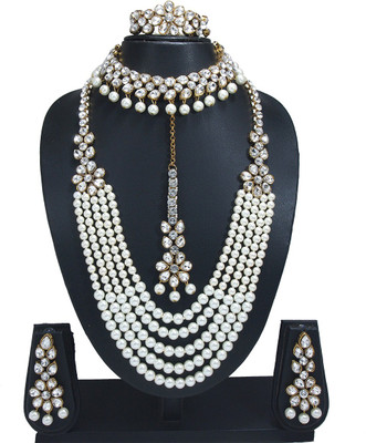 Padmavati Bangles Alloy Gold-plated White Jewellery Set(Pack of 1)