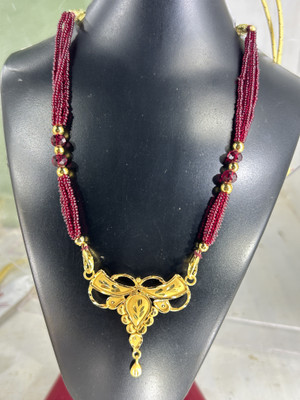 MSN Brass Gold-plated Gold, Maroon Jewellery Set(Pack of 1)