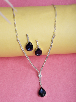 Foxy Trend Brass Sterling Silver Blue Jewellery Set(Pack of 3)