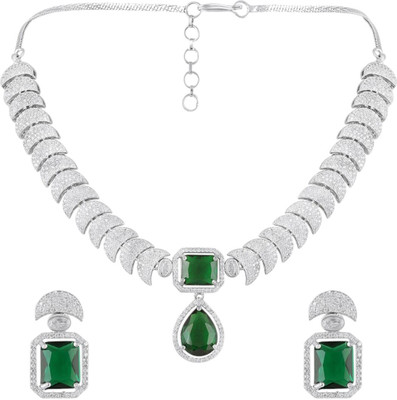 Oomph Alloy Silver Green, Silver Jewellery Set(Pack of 2)